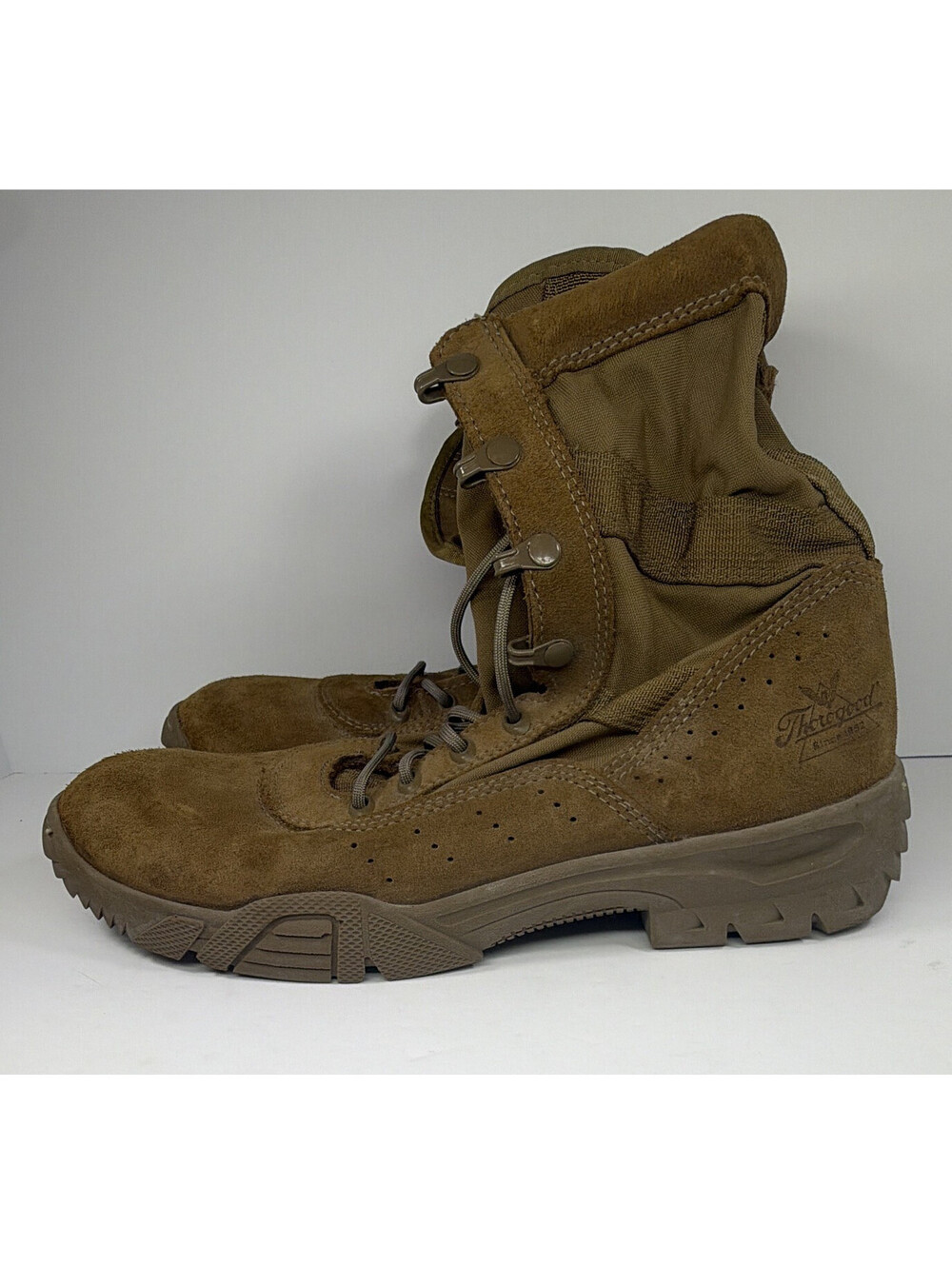 Thorogood Men's Brown Leather Combat Ankle Boots Round Toe Slip/Oil Resistant 11